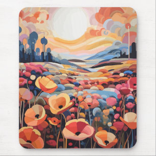 Abstrakte Retro-Blume Mousepad