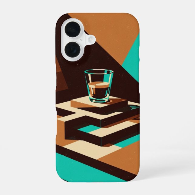 Abstrakte Retro-Espresso-Kunst iPhone 16 Hülle (Rückseite)