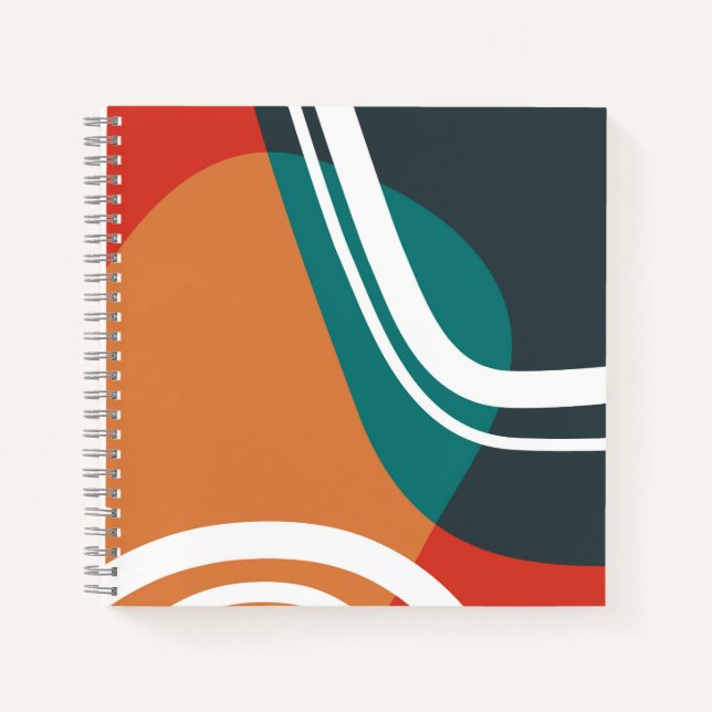 Abstrakte Retro-Farben Linienkunst Notizbuch (Vorderseite)