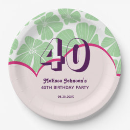 Abstrakte Retro Green Chamomile Blume Geburtstag Pappteller