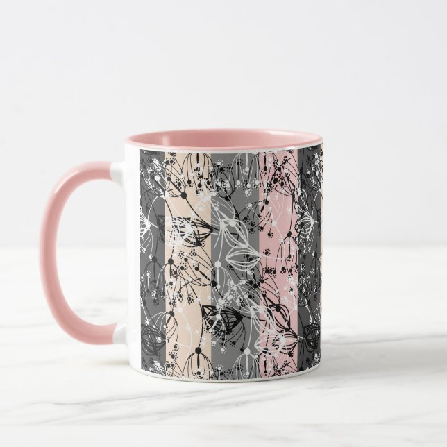 Abstrakte Retro kleine Blume Blumenzweig Blätter Tasse (Links)