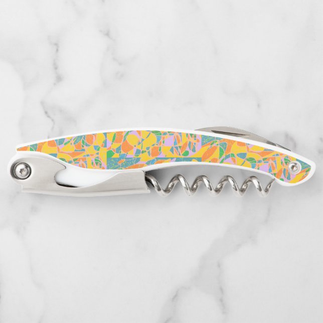 abstrakte Retro-Kunst in goldenen Farbtönen Kellnermesser (Vorderseite)