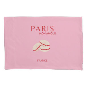 Abstrakte Retro Pastel Paris Pink an Pasta Travel Kissenbezug