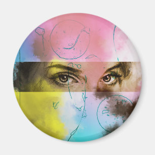 Abstrakte Retro-Pop-Art, Rundmagnet Magnet