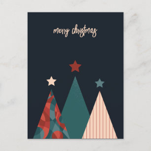 Abstrakte Retroblau-Weihnachtsbäume Postkarte