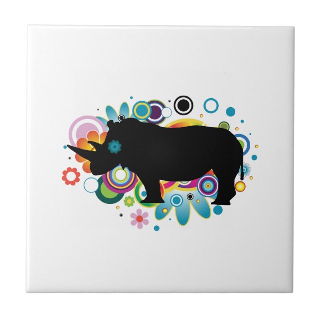 Abstrakte Rhino Keramik Tile Fliese (Vorderseite)