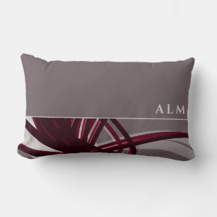 Abstrakte Ribbons für Grau und Wein  Monogramm Lendenkissen