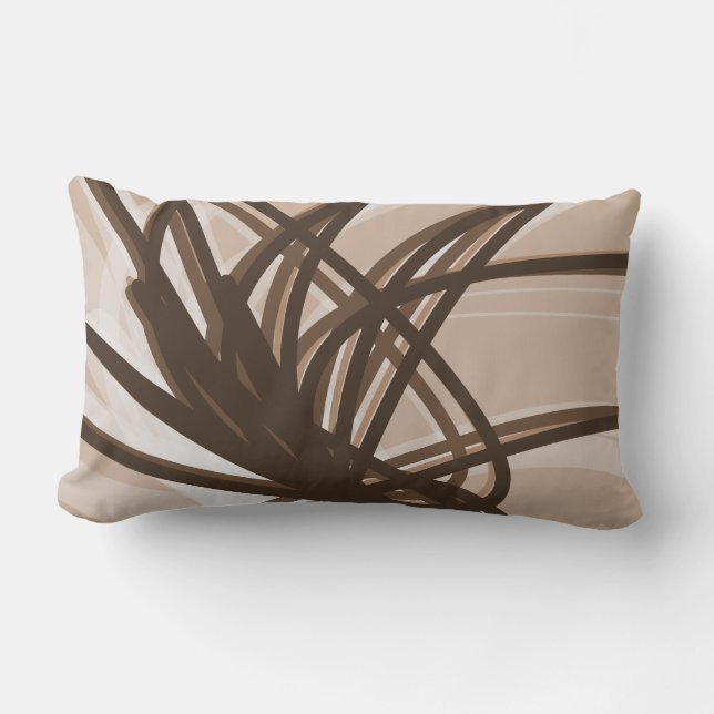 Abstrakte Ribbons in Beige und Braun Lendenkissen (Vorderseite)