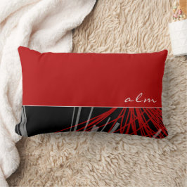 Abstrakte Ribbons in Rot und Weiß | Monogramm Lendenkissen