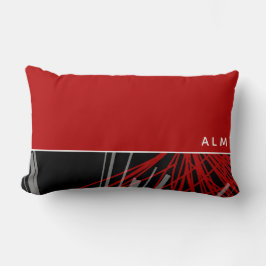 Abstrakte Ribbons in Rot und Weiß | Monogramm Lendenkissen
