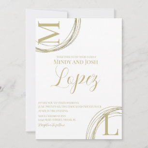 Abstrakte Ringe Faux Gold Schrift Hochzeit Einladung