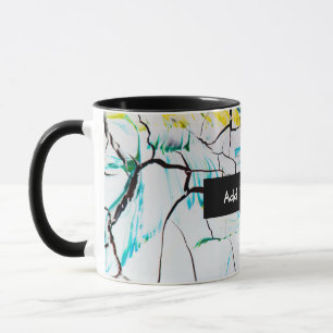 Abstrakte Risse in grün-gelb-blau Tasse