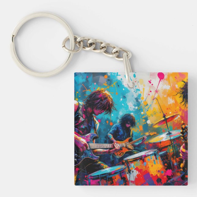 Abstrakte Rockband Spritzer Malerei Schlüsselanhänger (Vorderseite)