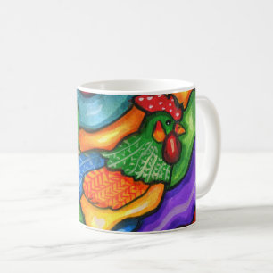 Abstrakte Rooster Bird Animal Colority Kaffeetasse