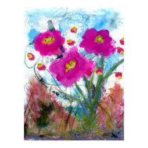 Abstrakte rosa Blume Botanische Blumenbemalung