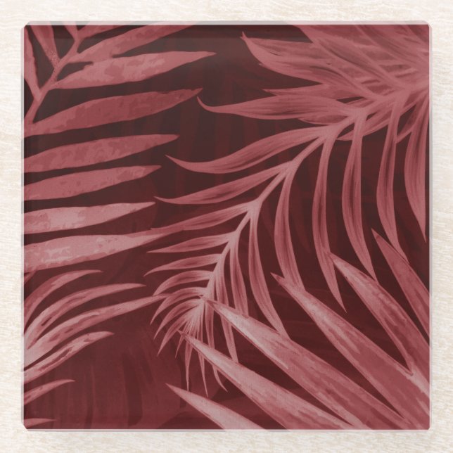 Abstrakte rosa Blume, schwarzer Blumenrahmen. Glasuntersetzer (Vorderseite)