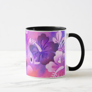 Abstrakte rosa Blume und Vogelkunst Tasse
