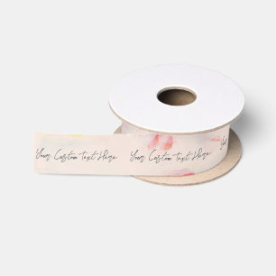 Abstrakte rosa Blumenkunst mit individuellem Text  Satinband