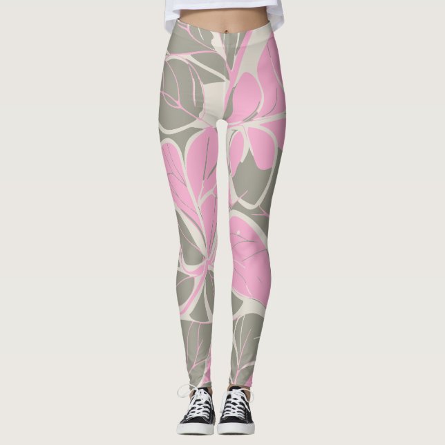 Abstrakte rosa Blüte Leggings (Vorderseite)