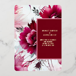 abstrakte Rosa Blütenblatt Hochzeitfolie Folieneinladung