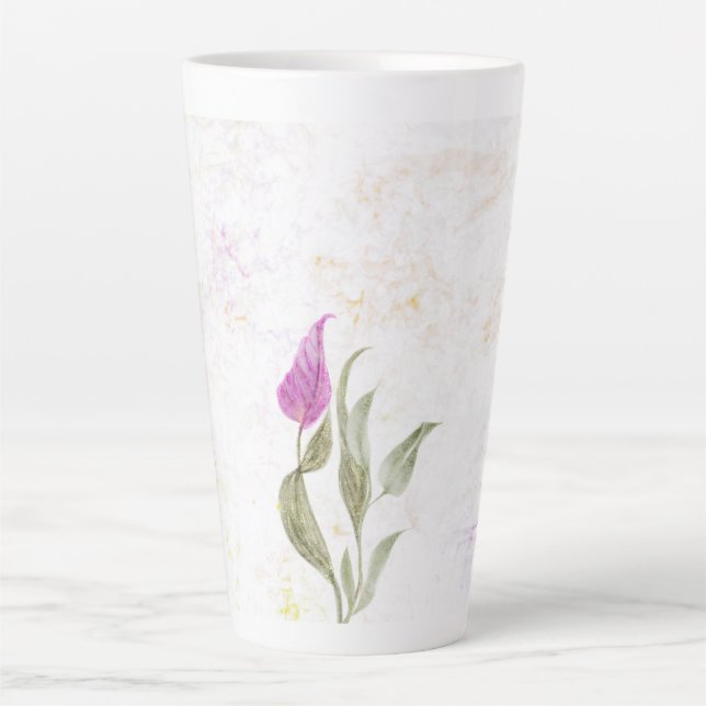 Abstrakte Rosa Blütenlatte Tasse (Vorderseite)