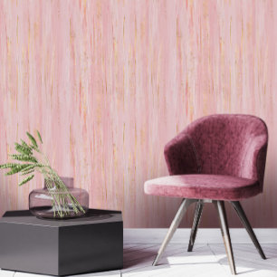 Abstrakte rosa Blütenstriche und Gold Tapete