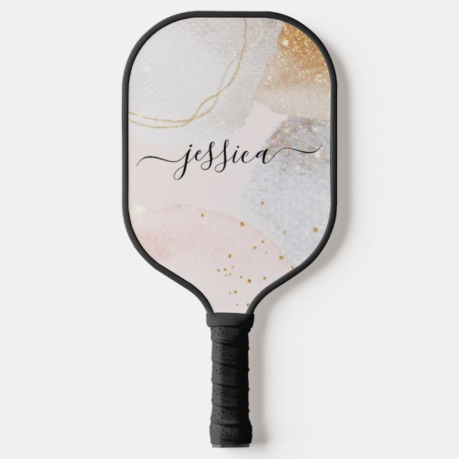 Abstrakte, rosa Formen Pickleball Schläger (Vorderseite)