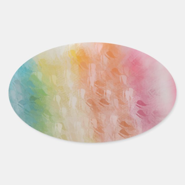 Abstrakte rosa, gelbblau, blau ovaler aufkleber (Vorderseite)