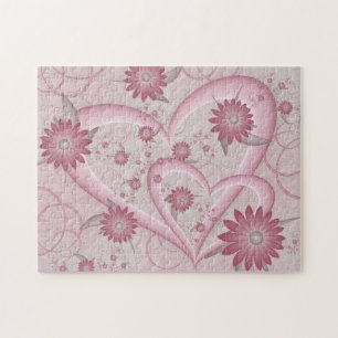 Abstrakte rosa Herzen & Blumen Liebes-Fraktal-Kuns