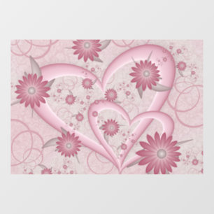Abstrakte rosa Herzen & Blumen Liebes-Fraktal-Kuns Fensteraufkleber