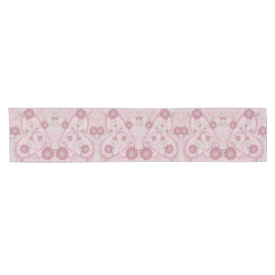 Abstrakte rosa Herzen & Blumen Liebes-Fraktal-Kuns Kurzer Tischläufer
