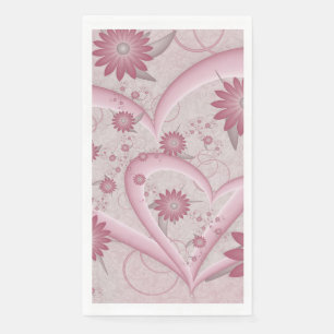 Abstrakte rosa Herzen & Blumen Liebes-Fraktal-Kuns Serviette