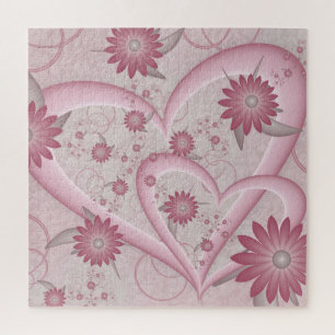 Abstrakte rosa Herzen und Blumen Liebes-Fraktal-Ku