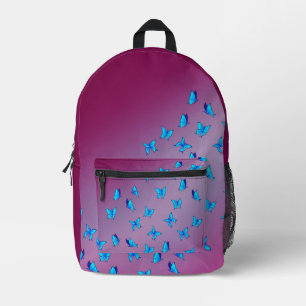 Abstrakte rosa Mondbalken und Schmetterlinge Bedruckter Rucksack