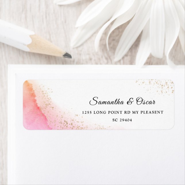 Abstrakte Rosa Pinselstriche und Gold (Insitu)