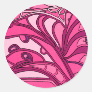 Abstrakte rosa Platten-Malerei Runder Aufkleber