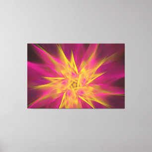 Abstrakte Rosa und Gelbe Macro Fraktal Blume Leinwanddruck