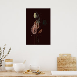 Abstrakte Rosa und Goldgräber Minimalistisch Botan Poster