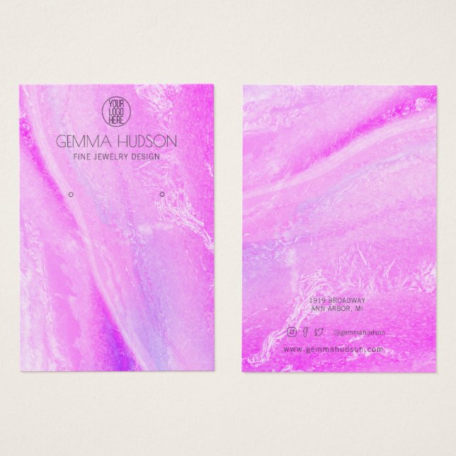 Abstrakte rosa und Lila Ohrensichtkarte (Vorne & Hinten)