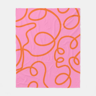 Abstrakte rosa und orange Linien Pinselstriche Fleecedecke