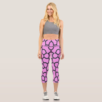 Abstrakte rosa und schwarze geometrische Capri-Leg Capri Leggings
