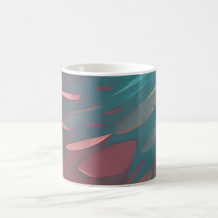 Abstrakte rosa und tealfarbene Federn Kaffeetasse