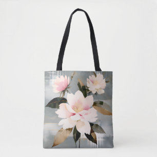 Abstrakte rosa und weiße Wabi-Sabi-Blumen Tasche