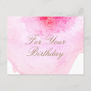 Abstrakte rosa Wasserfarbe Geburtstags-Geschenkkar Postkarte