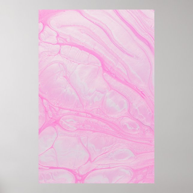 Abstrakte rosa-weiße Malerei Poster (Vorne)