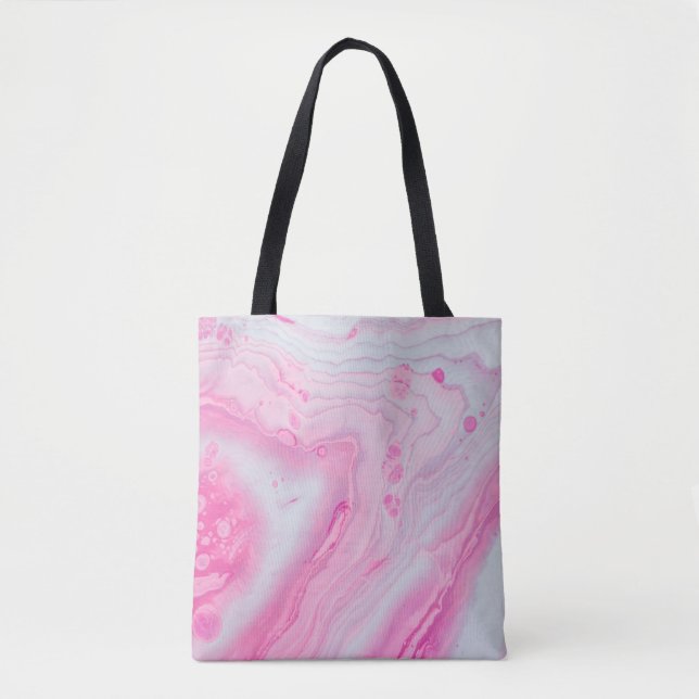 Abstrakte rosa-weiße Malerei Tasche (Vorderseite)