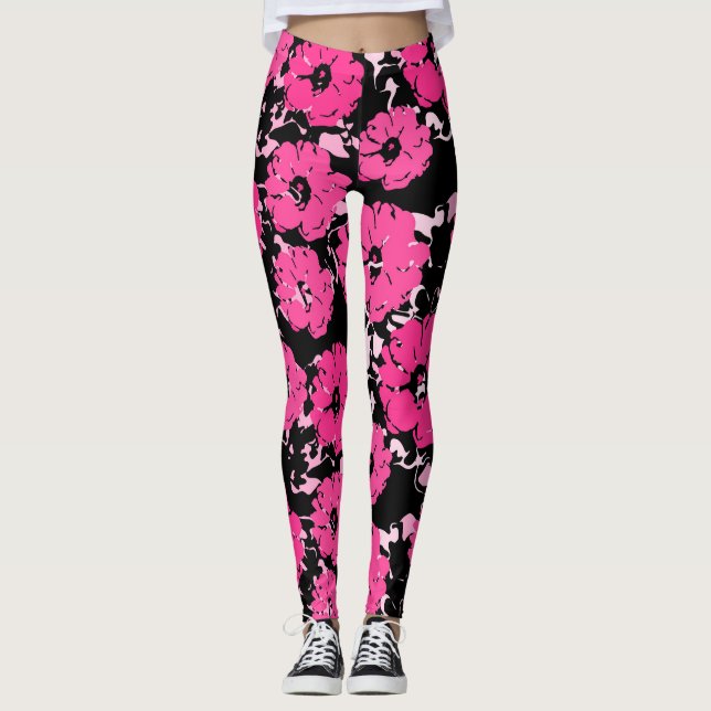 Abstrakte, rosafarbene, bläserne Farbe Leggings (Vorderseite)
