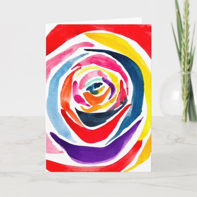 Abstrakte Rose Aquarellkunst Pop Karte (Vorderseite)
