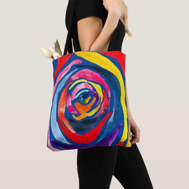 Abstrakte Rose Aquarellkunst Pop Tasche (Von Nahem)
