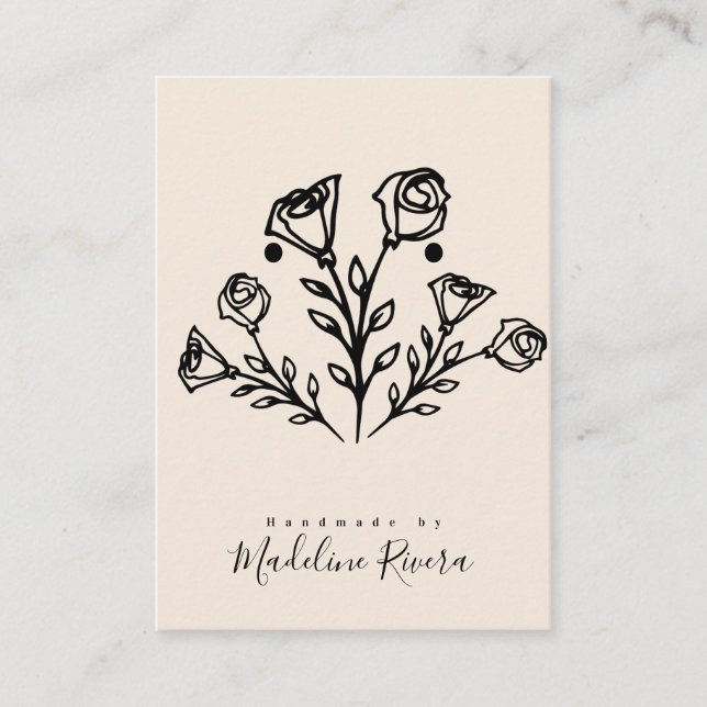 Abstrakte Rose Artisan Earring Display Card Telefonnummerkarte (Vorderseite)
